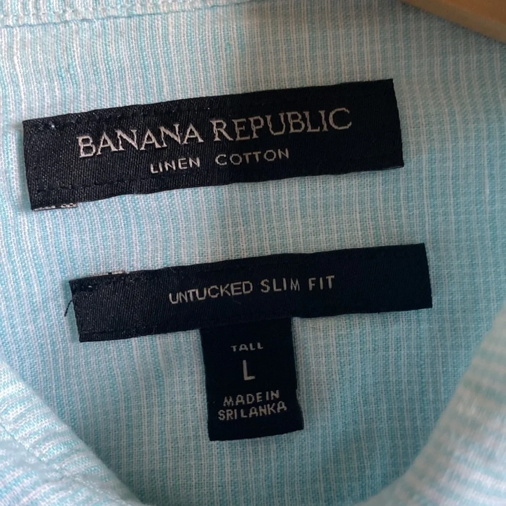 Men’s Banana Republic, linen / cotton shirt, LT, light blue - Picture 8 of 8